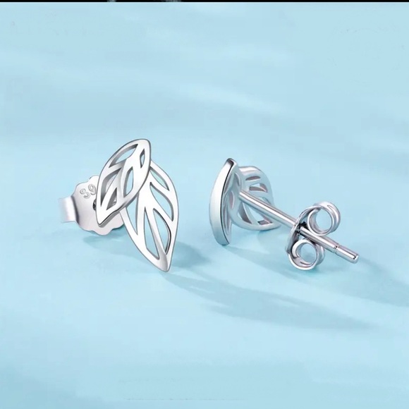 2/$30 Genuine 925 Sterling Silver Leaf Cutout Earrings - Picture 4 of 9